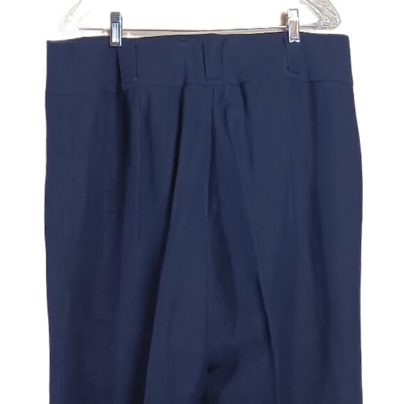 Emma James Dress Pants Women’s 16 Navy Blue Linen Blend Wide Leg Office Career - Picture 5 of 5